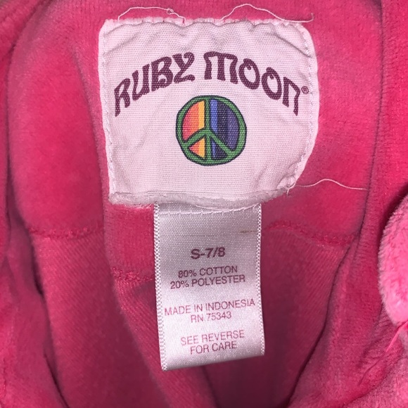 Ruby Moon Pink Velour girls 7/8 soft full zip up sweatshirt - Picture 6 of 6